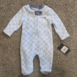 Hurley Blue and Gray Footie One Piece
